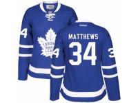 Women Toronto Maple Leafs #34 Auston Matthews Blue Road Stitched NHL Jersey