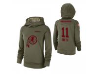 Women Washington Redskins #11 Alex Smith 2018 Salute to Service Olive Team Logo Pullover Hoodie
