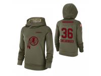 Women Washington Redskins #36 DJ Swearinger 2018 Salute to Service Olive Team Logo Pullover Hoodie