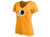 Women Washington Redskins Pro Line Primary Team Logo Slim Fit T-Shirt Yellow