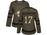 Women's Adidas Alex Galchenyuk Authentic Green NHL Jersey Arizona Coyotes #17 Salute to Service