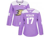Women's Adidas Anaheim Ducks #17 Ryan Kesler Authentic Purple Fights Cancer Practice NHL Jersey