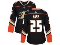 Women's Adidas Anaheim Ducks #25 Ondrej Kase Authentic Black Home NHL Jersey