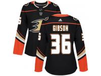 Women's Adidas Anaheim Ducks #36 John Gibson Authentic Black Home NHL Jersey