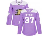 Women's Adidas Anaheim Ducks #37 Nick Ritchie Authentic Purple Fights Cancer Practice NHL Jersey