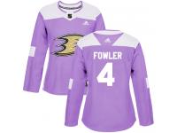 Women's Adidas Anaheim Ducks #4 Cam Fowler Authentic Purple Fights Cancer Practice NHL Jersey