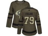 Women's Adidas Carolina Hurricanes #79 Michael Ferland Green Authentic Salute to Service NHL Jersey