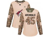 Women's Adidas Josh Archibald Authentic Camo NHL Jersey Arizona Coyotes #45 Veterans Day Practice