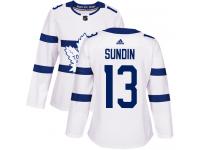 Women's Adidas NHL Toronto Maple Leafs #13 Mats Sundin Authentic Jersey White 2018 Stadium Series Adidas