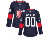 Women's Adidas Team USA Customized Authentic Navy Blue Away 2016 World Cup Hockey Jersey