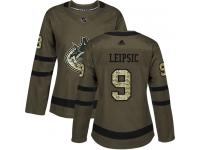 Women's Adidas Vancouver Canucks #9 Brendan Leipsic Green Authentic Salute to Service NHL Jersey