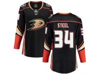 Women's Anaheim Ducks #34 Sam Steel Authentic Black Home Breakaway NHL Jersey