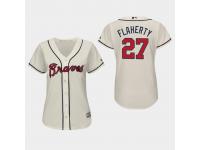 Women's Atlanta Braves #27 Cream Ryan Flaherty Majestic Alternate 2019 Cool Base Jersey