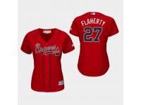 Women's Atlanta Braves #27 Scarlet Ryan Flaherty Majestic Alternate 2019 Cool Base Jersey