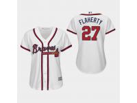 Women's Atlanta Braves #27 White Ryan Flaherty Majestic Home 2019 Cool Base Jersey