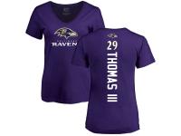 Women's Baltimore Ravens Earl Thomas III NFL Pro Line by Purple Backer T-Shirt