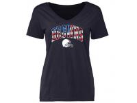 Women's Cleveland Browns Pro Line Navy Banner Wave Slim Fit V-Neck T-Shirt
