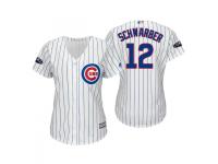 Women's Cubs 2018 Postseason Home White Kyle Schwarber Cool Base Jersey