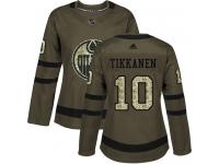 Women's Hockey Edmonton Oilers #10 Esa Tikkanen Jersey Green Salute to Service