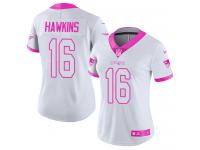 Women's Limited Andrew Hawkins #16 Nike White Pink Jersey - NFL New England Patriots Rush Fashion