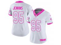 Women's Limited John Jenkins #95 Nike White Pink Jersey - NFL Chicago Bears Rush Fashion