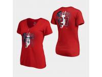 Women's Los Angeles Angels 2019 Spring Training #27 Red Mike Trout V-Neck T-Shirt