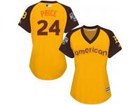 Women's Majestic Boston Red Sox #24 David Price Authentic Yellow 2016 All-Star American League BP Cool Base MLB Jersey