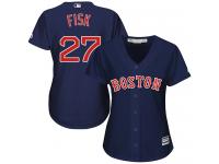 Women's Majestic Boston Red Sox #27 Carlton Fisk Authentic Navy Blue Alternate Road MLB Jersey