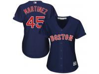 Women's Majestic Boston Red Sox #45 Pedro Martinez Authentic Navy Blue Alternate Road MLB Jersey