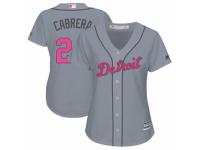 Women's Majestic Detroit Tigers #24 Miguel Cabrera Grey Mother's Day Cool Base MLB Jersey