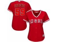 Women's Majestic Los Angeles Angels of Anaheim #59 Tony Sanchez Authentic Red Alternate MLB Jersey