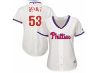 Women's Majestic Philadelphia Phillies #53 Joaquin Benoit Authentic Cream Alternate Cool Base MLB Jersey
