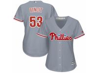 Women's Majestic Philadelphia Phillies #53 Joaquin Benoit Authentic Grey Road Cool Base MLB Jersey