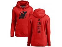 Women's New Jersey Devils #19 Travis Zajac Adidas Red One Color Backer Pullover Hoodie NHL Jersey