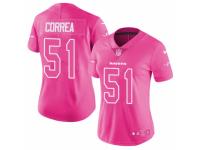 Women's Nike Baltimore Ravens #51 Kamalei Correa Limited Pink Rush Fashion NFL Jersey