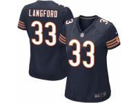 Women's Nike Chicago Bears #33 Jeremy Langford Game Navy Blue Team Color NFL Jersey