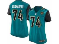 Women's Nike Jacksonville Jaguars #74 Mackenzy Bernadeau Game Teal Green Team Color NFL Jersey