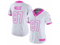 Women's Nike Kansas City Chiefs #87 Travis Kelce Limited White Pink Rush Fashion NFL Jersey