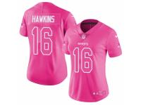 Women's Nike New England Patriots #16 Andrew Hawkins Limited Pink Rush Fashion NFL Jersey