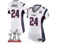 Women's Nike New England Patriots #24 Cyrus Jones Elite White Super Bowl LI 51 NFL Jersey