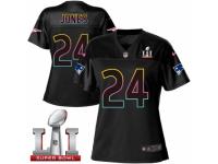 Women's Nike New England Patriots #24 Cyrus Jones Game Black Fashion Super Bowl LI 51 NFL Jersey