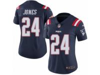 Women's Nike New England Patriots #24 Cyrus Jones Limited Navy Blue Rush NFL Jersey