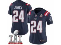 Women's Nike New England Patriots #24 Cyrus Jones Limited Navy Blue Rush Super Bowl LI 51 NFL Jersey
