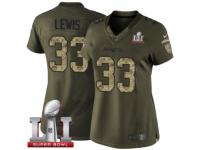 Women's Nike New England Patriots #33 Dion Lewis Limited Green Salute to Service Super Bowl LI 51 NFL Jersey