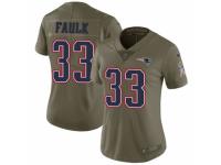 Women's Nike New England Patriots #33 Kevin Faulk Limited Olive 2017 Salute to Service NFL Jersey