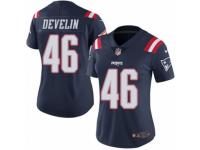 Women's Nike New England Patriots #46 James Develin Limited Navy Blue Rush NFL Jersey