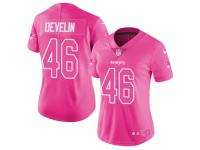 Women's Nike New England Patriots #46 James Develin Limited Pink Rush Fashion NFL Jersey