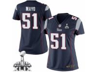 Women's Nike New England Patriots #51 Jerod Mayo Limited Navy Blue Team Color Super Bowl XLIX NFL Jersey
