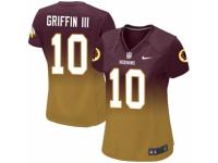 Women's Nike Washington Redskins #10 Robert Griffin III Limited Red Gold Fadeaway NFL Jersey