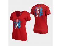 Women's Philadelphia Phillies 2019 Spring Training #17 Red Rhys Hoskins V-Neck T-Shirt